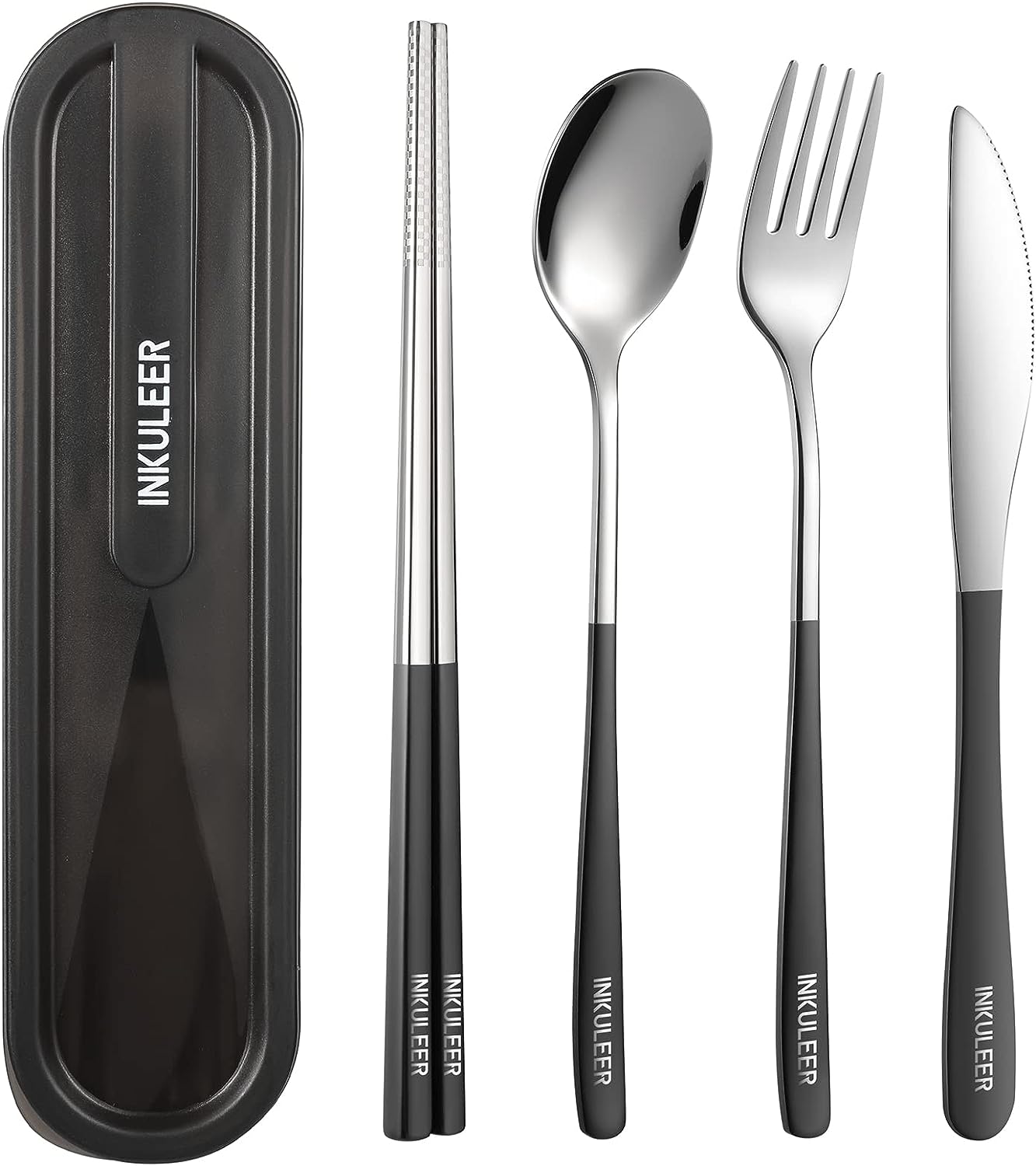 Travel cutlery set, Stainless Steel Cutlery, Reusable utensils set with case, Portable Silverware -18/8 Travel cutlery set, Stainless Steel Cutlery, Reusable utensils set with case, Portable Silverware -18/8